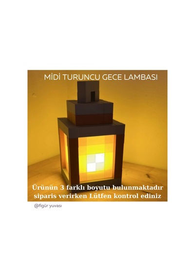 Minecraft Temalı Midi Turuncu Gece Lambası -figür Yuvası Sarı