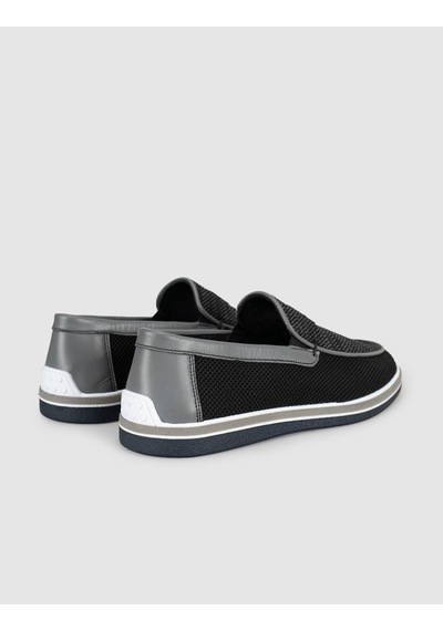 Cabani Triko Detaylı Siyah Erkek Loafer