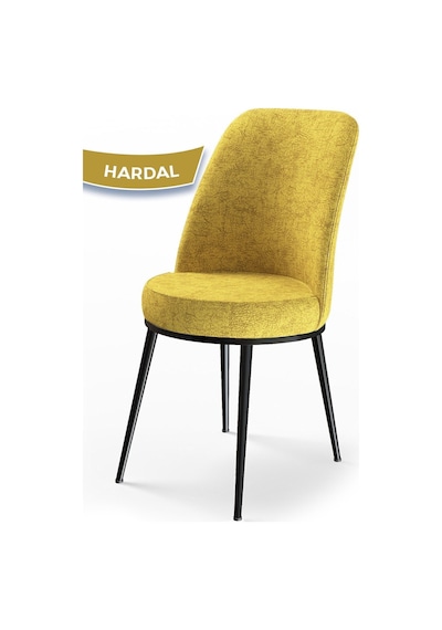 Canisa Concept Dexa Serisi, Üst Kalite Mutfak Sandalyesi, Metal Siyah Iskeletli, 1 Adet Hardal Sandalye Hardal Sandalye