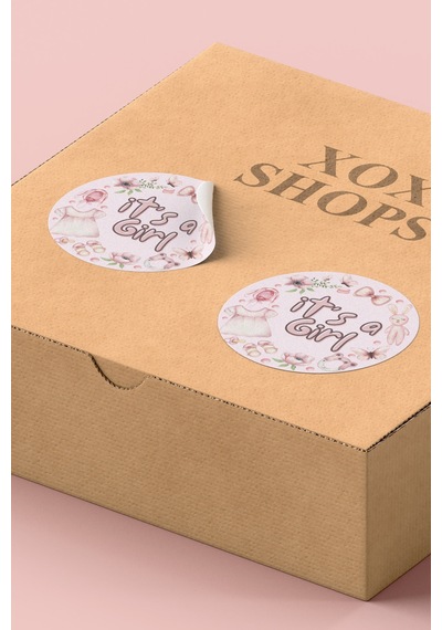 Its A Girl Kız Bebek Yuvarlak Sticker Etiketi 3x3cm St2421 Çok Renkli
