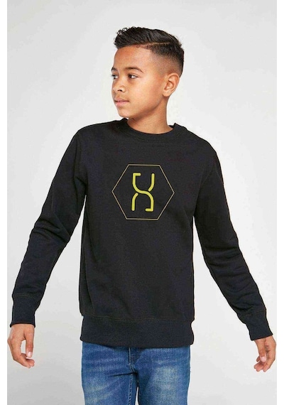 Tshirthane Altered Carbon Logo Sari Baskılı Unisex Çocuk Siyah Sweatshirt