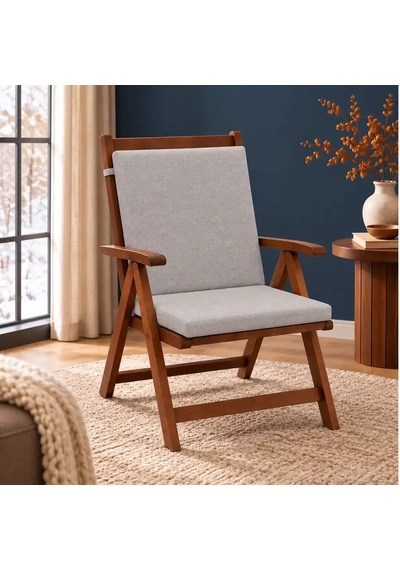 Tek Parça Sırtlıklı Sandalye Minderi 80 40 4 Cm Gri 80 40 4 Cm