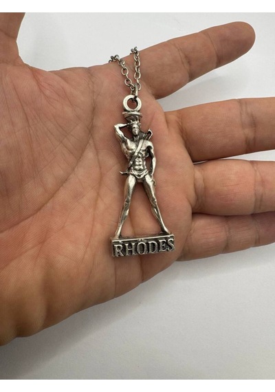 Rodos Heykeli Figürlü Güneş Tanrısı Helios Kolye Antik Mitoloji Temalı Gümüş Renk Unisex Takı Çok renkli