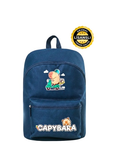 Capybara Orijinal Lisanslı Çocuk Okul Çantası Su Geçirmez Lacivert