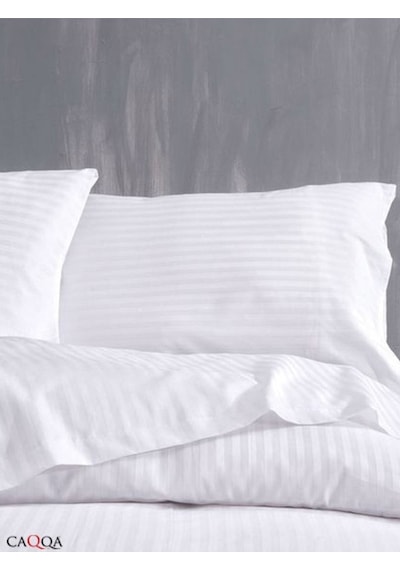 Caqqa Tek Kişilik Çizgili Saten Otel Nevresim Takımı