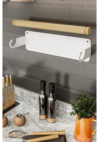 Lmz Yapışkanlı Doğal Gürgen Ağaç Ahşap Bar Metal Rulo Kağıt Havluluk, Kağıt Havlu Standı, Banyo Mutfak Havl Diğer