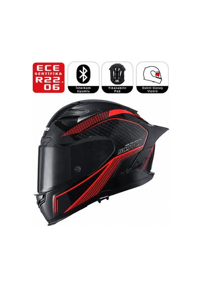Ff871 Fire Motosiklet Kaskı Spoiler Mod Full Face Kask Çok Renkli