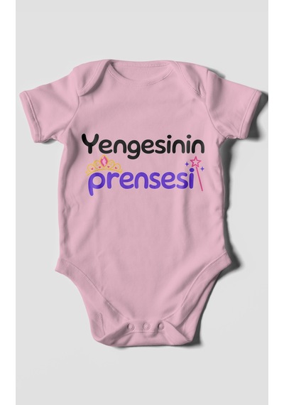 Morivokids Yengesinin Prensesi Kısa Kollu Bebek Body %100 Pamuk Koyu Pembe