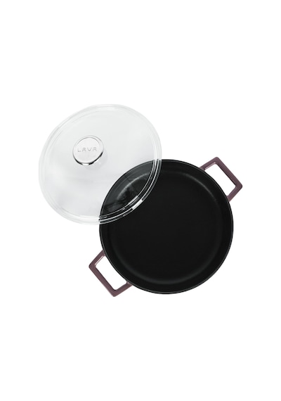 Lava Döküm Çok Amaçlı Yayvan Tencere. Glaze Serisi Çap 24 CM Kırmızı 001