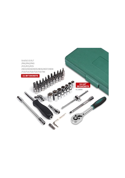 46 Parça Lokma Takımı Otomatik Cırcırlı 1/4" Wrench Set Anahtar t