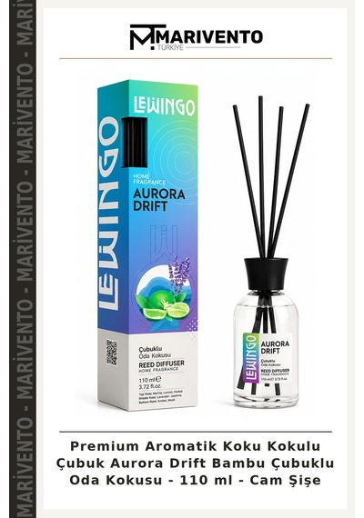 Premium Aromatik Koku Kokulu Çubuk Aurora Drift Bambu Çubuklu Oda Kokusu - 110 Ml - Cam Şişe Çok Renkli
