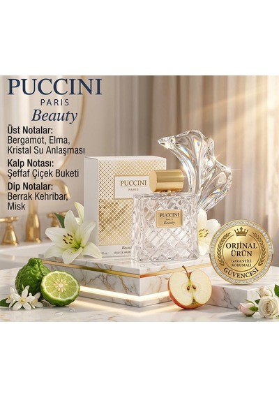 Puccini Paris Beauty Edp 100 Ml Kadın Parfümü Bergamot & Elma Notalı Kristal Tazelik Uzun Süre Kalıcı Özel Seri Çiçeksi Puccini Paris Beauty Edp 100 Ml Kadın Parfümü Bergamot & Elma Notalı Kristal Tazelik Uzun Süre Kalıcı Özel Seri Çiçeksi