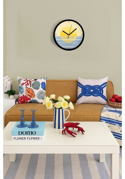 Soyut - Bohem - Geometrik Temalı Modern Duvar Saati - 25cm - Önü Camlı Siyah Kasa - Sessiz Mekanizma-jh0498 Siyah