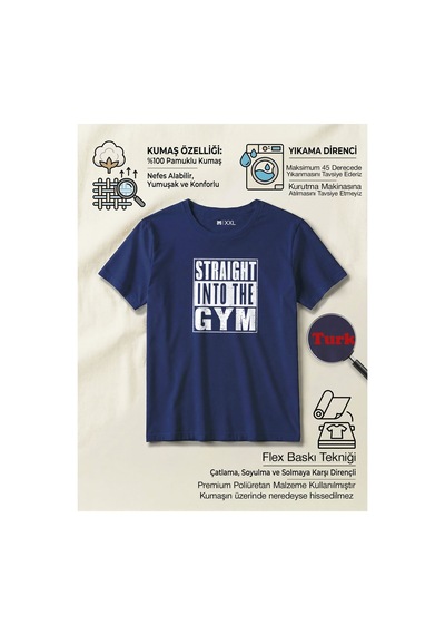 North Whiskers Straight Into The Gym Baskılı %100 Pamuklu Lacivert Sporcu Tişörtü Lacivert - 875696187 Lacivert - 875696187 Lacivert