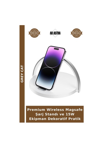 Premium Wireless Magsafe Şarj Standı Ve 15w Ekipman Dekoratif Pratik