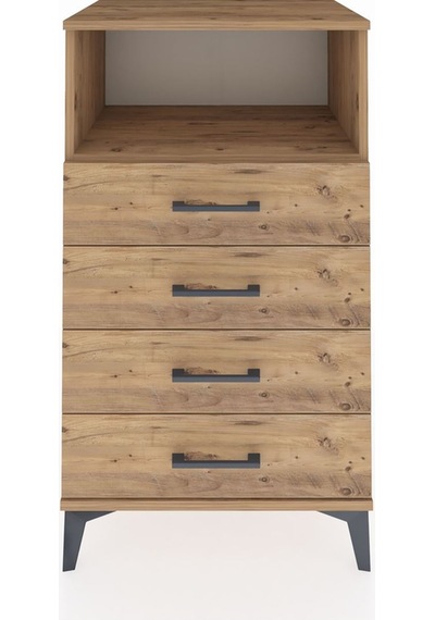 Hyperion Komodin Tek Raflı 4 Çekmeceli 60x44x106 Çam-çam Çam