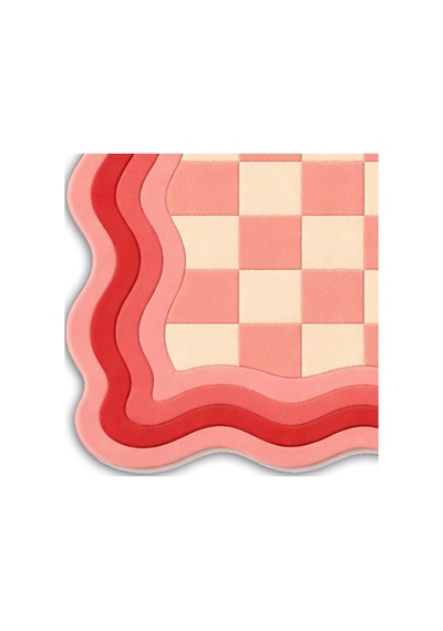 Sdt Retro Damalı Ve Dalgalı Pembe - Krem Dokuma Taban Dekoratif Halı Sdt690 Çok Renkli