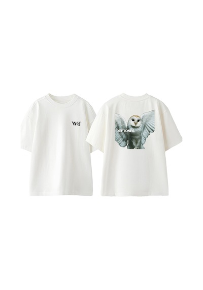 Thewert Deftones 13 Tasarım Sırt Baskılı Pamuk Beyaz Oversize T-shirt