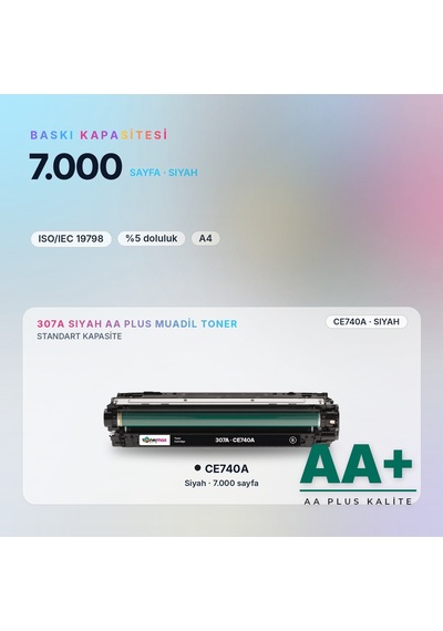 Hp 307a Ce740a Siyah Uyumlu Toner Aa Plus / Color Laserjet Cp5225 / Cp5225n / Cp5225dn