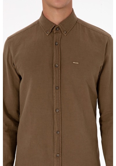 U.s. Polo Assn. Erkek Haki Gömlek Desenli 50308390-vr027 Haki