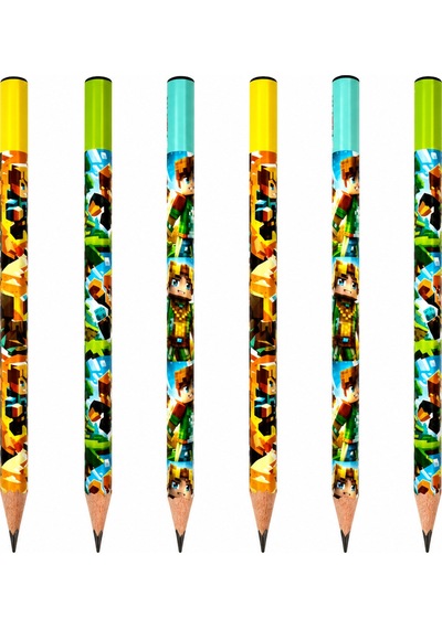 Mcraft Desenli Üçgen Fatih Kurşun Kalem 6 Adet Çok Renkli