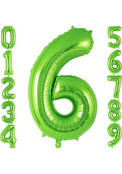 6 Rakam Açık Yeşil Folyo Balon 32-34" Inc 82 Cm