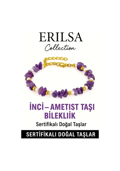 Sertifikalı Kırık Taşlı Model İnci Ametist Taşı Bileklik Saki Çok Renkli