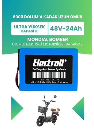 Mondial Bomber Uyumlu Batarya Ultra Yüksek Kapasite Lifepo4 48v 24ah Elektrikli Motosiklet Bataryası