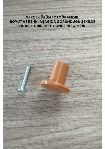 6 Adet - Kahverengi Düğme Kulp - Modern Ve Şık Dolap, Gardırop, Şifonyer, Komodin Ve Çekmece Kulpu Vida Dahil Sarı