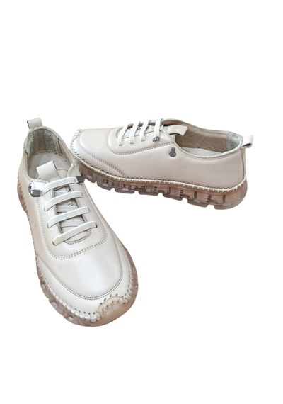 Palovit 2007 Kadın Hakiki Deri Silikon Taban Günlük Comfort Ayakkabı Bej