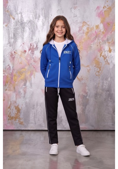 Pina Kids Kız Çocuk Atheletic Reglan Kol Kapüşonlu Düz Paça Dalgıç Kumaş Eşofman Takımı Esf7018 mavi Pina Kids Kız Çocuk Atheletic Reglan Kol Kapüşonlu Düz Paça Dalgıç Kumaş Eşofman Takımı Esf7018 mavi