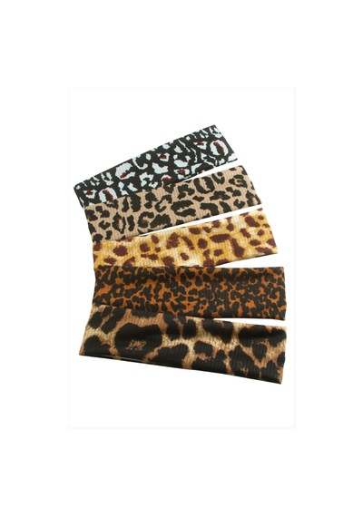 Leopar Desenli Saç Bandı 6 Cm Çok  Renkli