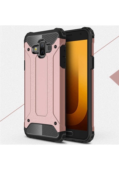 Noktaks Samsung Galaxy Uyumlu J7 Duo Kılıf Çift Katman Zırh Tank Crash Military Kapak Siyah T5277