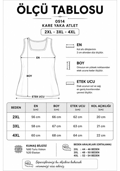 Gülmina Moda Kadın Kare Yaka Büyük Beden Biyeli Atlet - Kırmızı