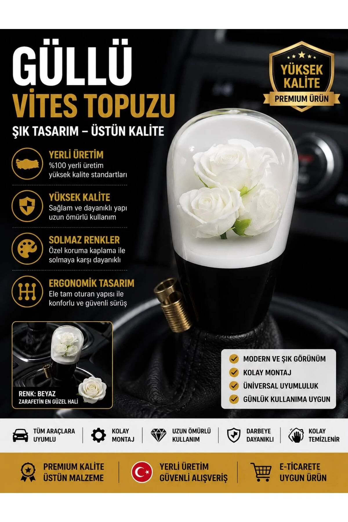 Güllü Vites Topuzu Beyaz Şeffaf Etiketçilere Özel