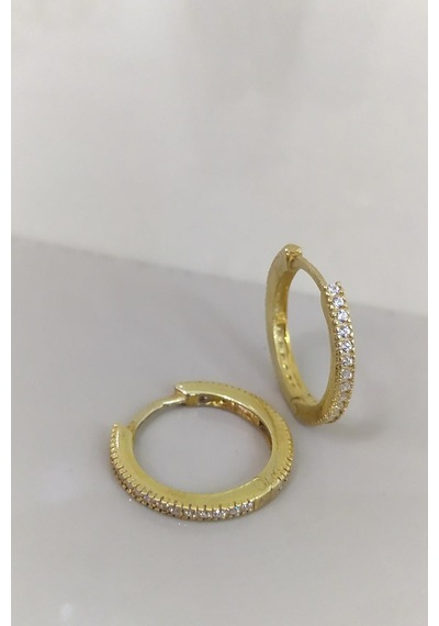 Gümüş 1,1 Cm İnce Taşlı Bayan Halka Küpe Nz85r63 Diğer