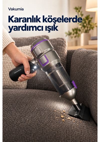 Md-a8 Vakumia Kablosuz El Süpürgesi 100w, 3 Kademeli, 200 Ml - Siyah-beyaz Gri