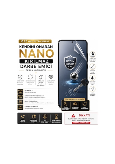 Realme Note 80 Uyumlu 0.25mm Kendini Onaran Repair Şeffaf Nano Kırılmaz Darbe Emici Ekran Koruyucu Karbon 3d Epu