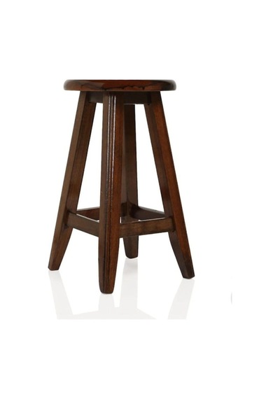 Yuvarlak Ceviz Tabure 45 Cm
