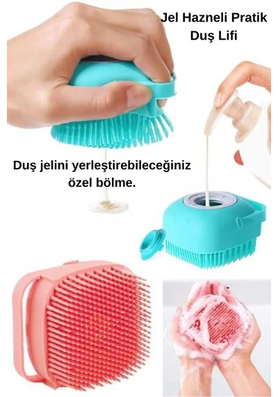 Hazneli Banyo Lifi Silikon Fırça Kese Çok Amaçlı Vücut Temizleme Kesesi
