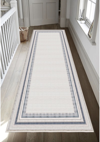 STY Home Gri Lacivert Dijital Baskı Salon Halısı Kaymaz Tabanlı Yıkanabilir Halı Yolluk 514 Gri