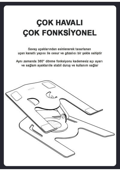 Mc-h20-1 Aluminyum 360 Döner, Katlanır,yükseklik Ve Açı Ayarlı Laptop, Notebook,tablet Standı Gümüş