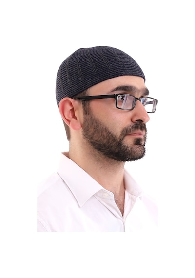 Kışlık Yün Takke Çift Renk - Lacivert