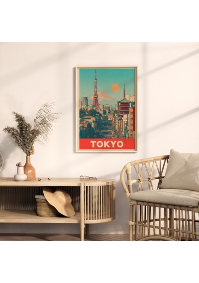 Retro Tokyo Seyahat Posteri: Japon Ufuk Çizgisi Sanatı &