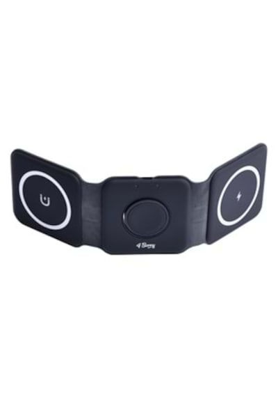 W07b Siyah 3 İn 1 Manyetik Kablosuz Şarj Standı Apple Uyumlu iPhone, Airpods