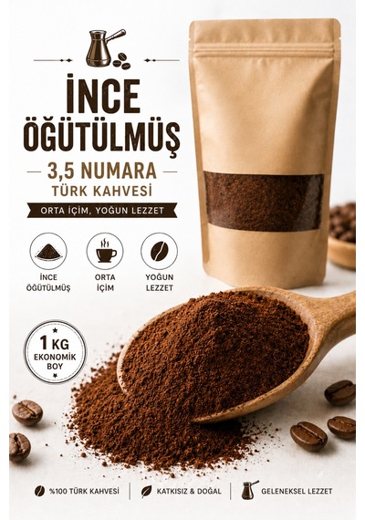 3,5 Numara Çekilmiş Türk Kahvesi 1 Kg Orta İçim Yoğun Lezzet