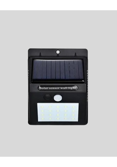 Sensörlü Güneş Enerjili Led Duvar Lambası Bahçe Ve Balkon Aydınlatma Siyah