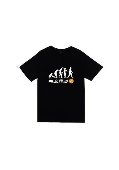 Human Evolution Insan Evrimi Money Evolution Bitcoin Baskılı Oversize Tshirt SIYAH