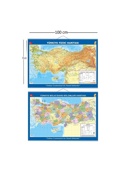 Gülpaş 70x100 Cm Türkiye Siyasi-fiziki Çıtalı Harita 1