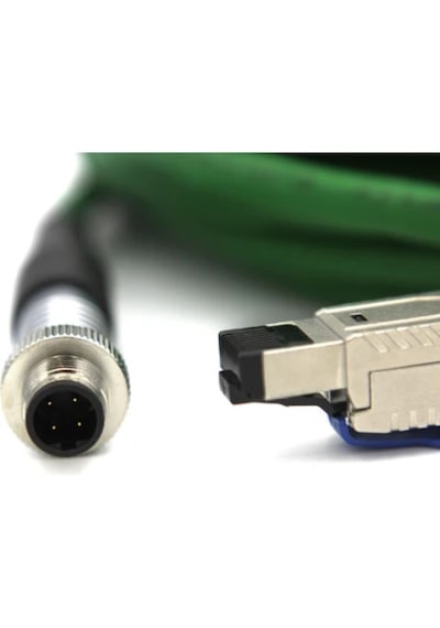 Pur M12 - Rj45 Ethernet Kabloları 4 Pinli D Kodlu Ip67